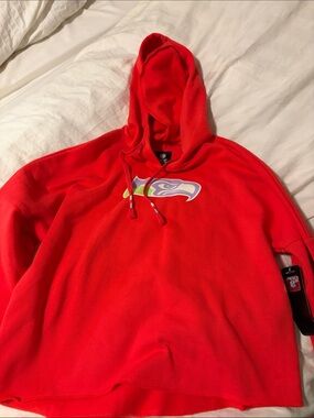 NFL Red Seahawks Crewneck Hoodie with Team Logo